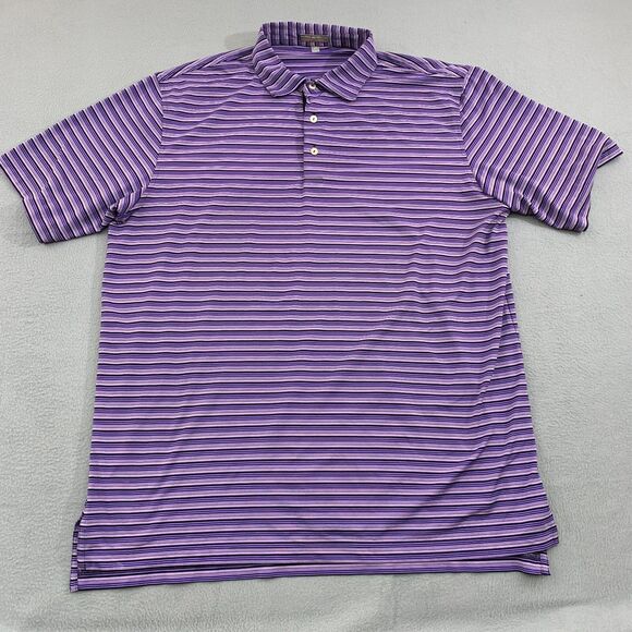 Peter Millar Summer Comfort Golf Polo Shirt Mens XL Striped Purple Stretch - Picture 1 of 16